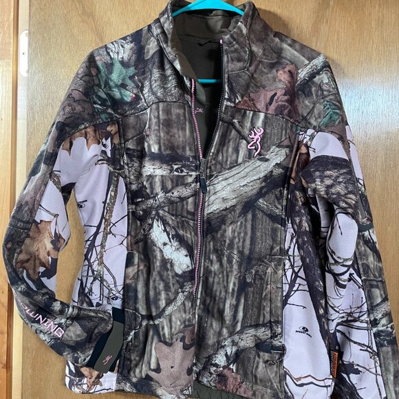 Womens Used Jacket Medium Camo W/ Pink Zip up Front No Hood Fleece Lined - Picture 7 of 15